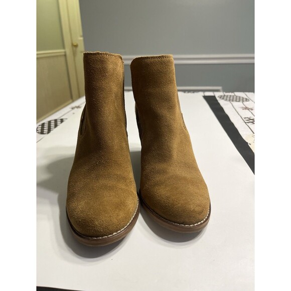 Lucky Brand Yamina Booties Wedge Tan Brown Leather Suede Women’s Sz 7M - Picture 2 of 12
